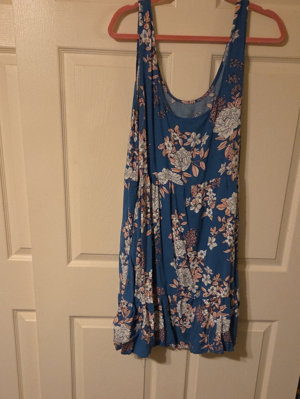 Torrid Blue Floral Tank Dress with Blush Accents